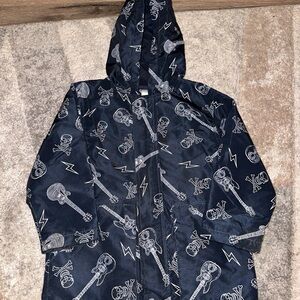 Gymboree Dark Blue Raincoat with Skull and Guitar Pattern